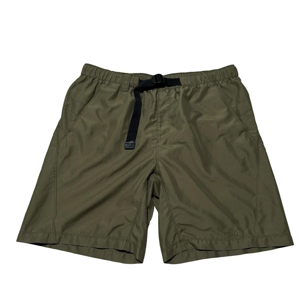The North Face Men's Hiking Shorts Green Integrated Belt Outdoor Trail Sz L 36x8